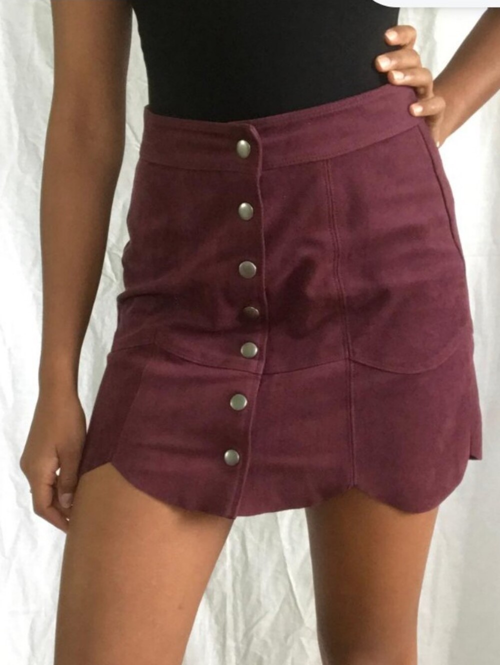 American Eagle Outfitters Burgundy Mini Skirt with Button Front